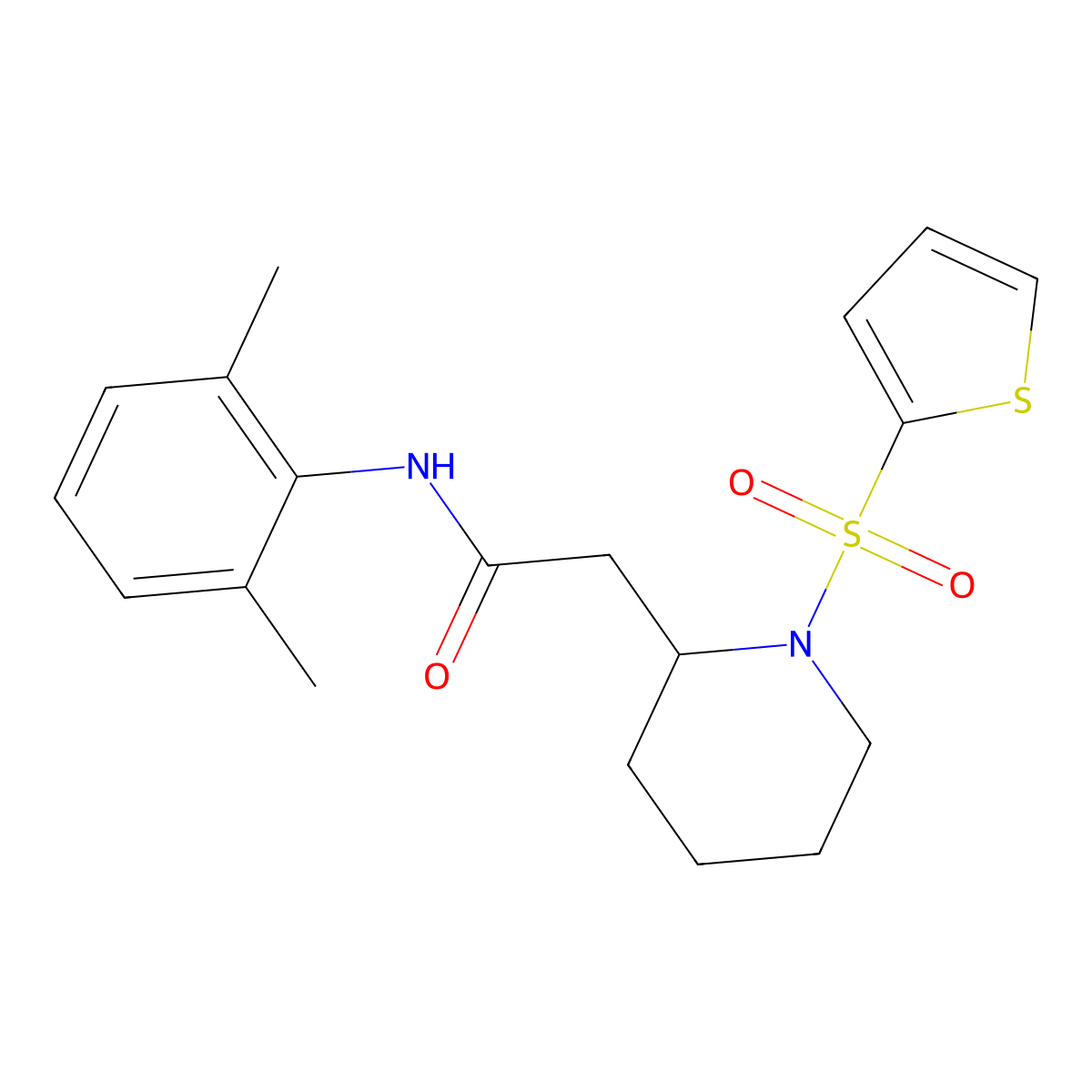 N-(2,6-dimethylphenyl)-2-(1-(thiophen-2-ylsulfonyl)piperidin-2-yl)acetamide molecular structure, CAS 1105236-41-6