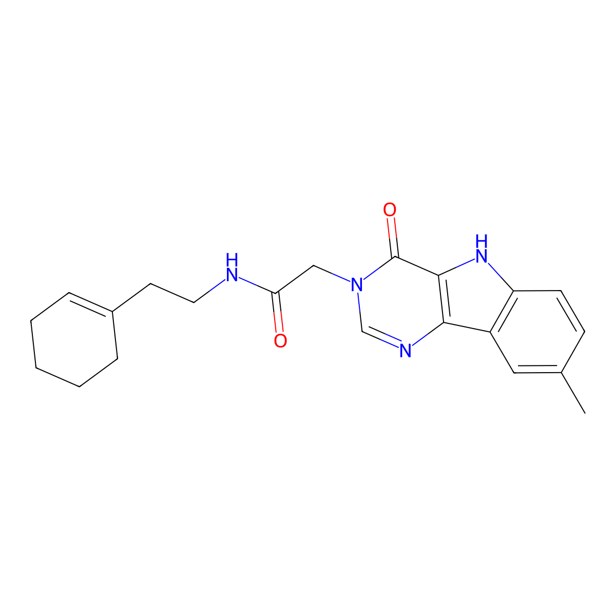 N-(2-(cyclohex-1-en-1-yl)ethyl)-2-(8-methyl-4-oxo-4,5-dihydro-3H-pyrimido[5,4-b]indol-3-yl)acetamide molecular structure, CAS 1105236-42-7