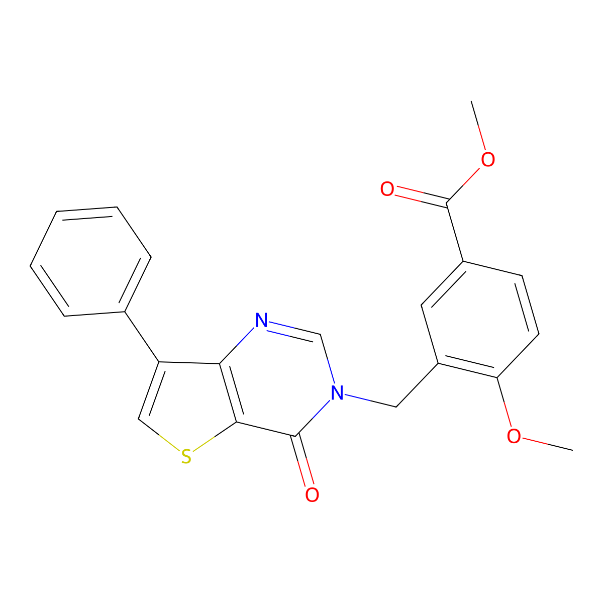 methyl 4-methoxy-3-[(4-oxo-7-phenylthieno[3,2-d]pyrimidin-3(4H)-yl)methyl]benzoate molecular structure, CAS 1105236-47-2