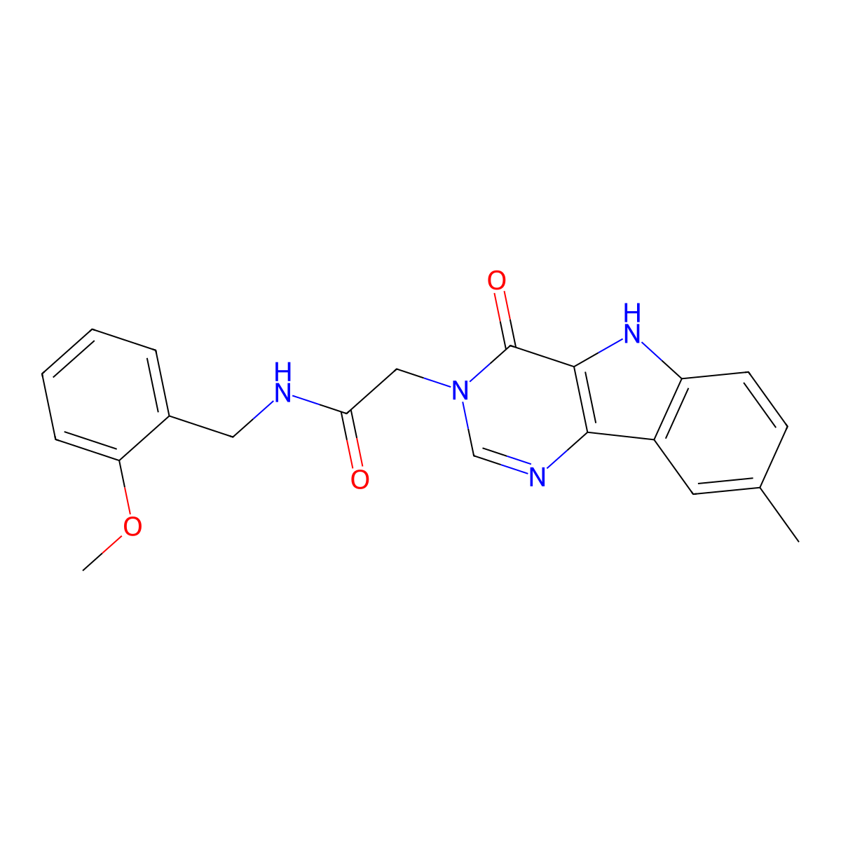 N-(2-methoxybenzyl)-2-(8-methyl-4-oxo-4,5-dihydro-3H-pyrimido[5,4-b]indol-3-yl)acetamide molecular structure, CAS 1105236-50-7
