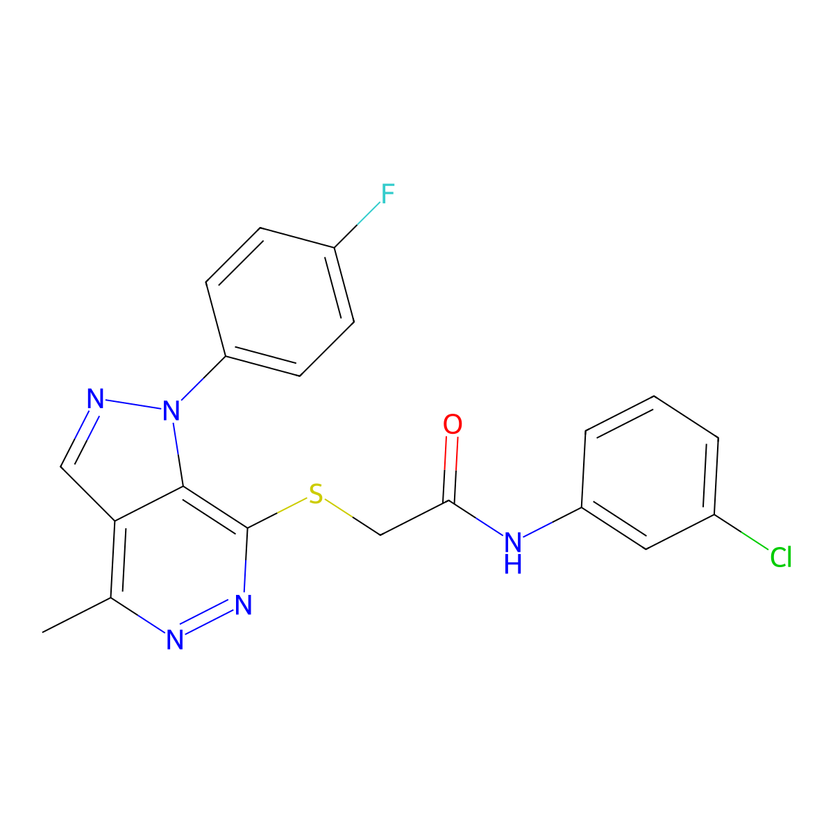 N-(3-chlorophenyl)-2-((1-(4-fluorophenyl)-4-methyl-1H-pyrazolo[3,4-d]pyridazin-7-yl)thio)acetamide molecular structure, CAS 1105236-54-1