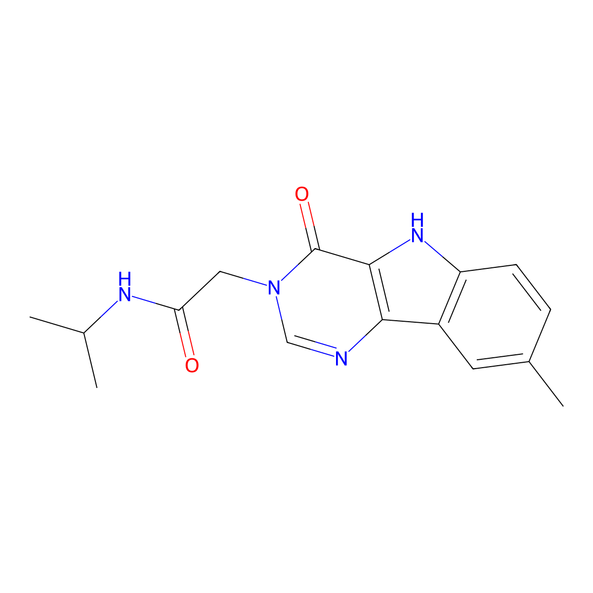 N-isopropyl-2-(8-methyl-4-oxo-4,5-dihydro-3H-pyrimido[5,4-b]indol-3-yl)acetamide molecular structure, CAS 1105236-58-5