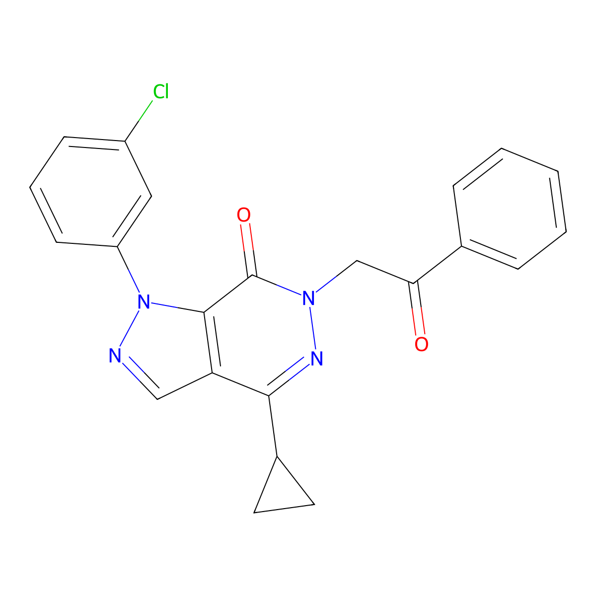 1-(3-chlorophenyl)-4-cyclopropyl-6-(2-oxo-2-phenylethyl)-1H-pyrazolo[3,4-d]pyridazin-7(6H)-one molecular structure, CAS 1105236-59-6