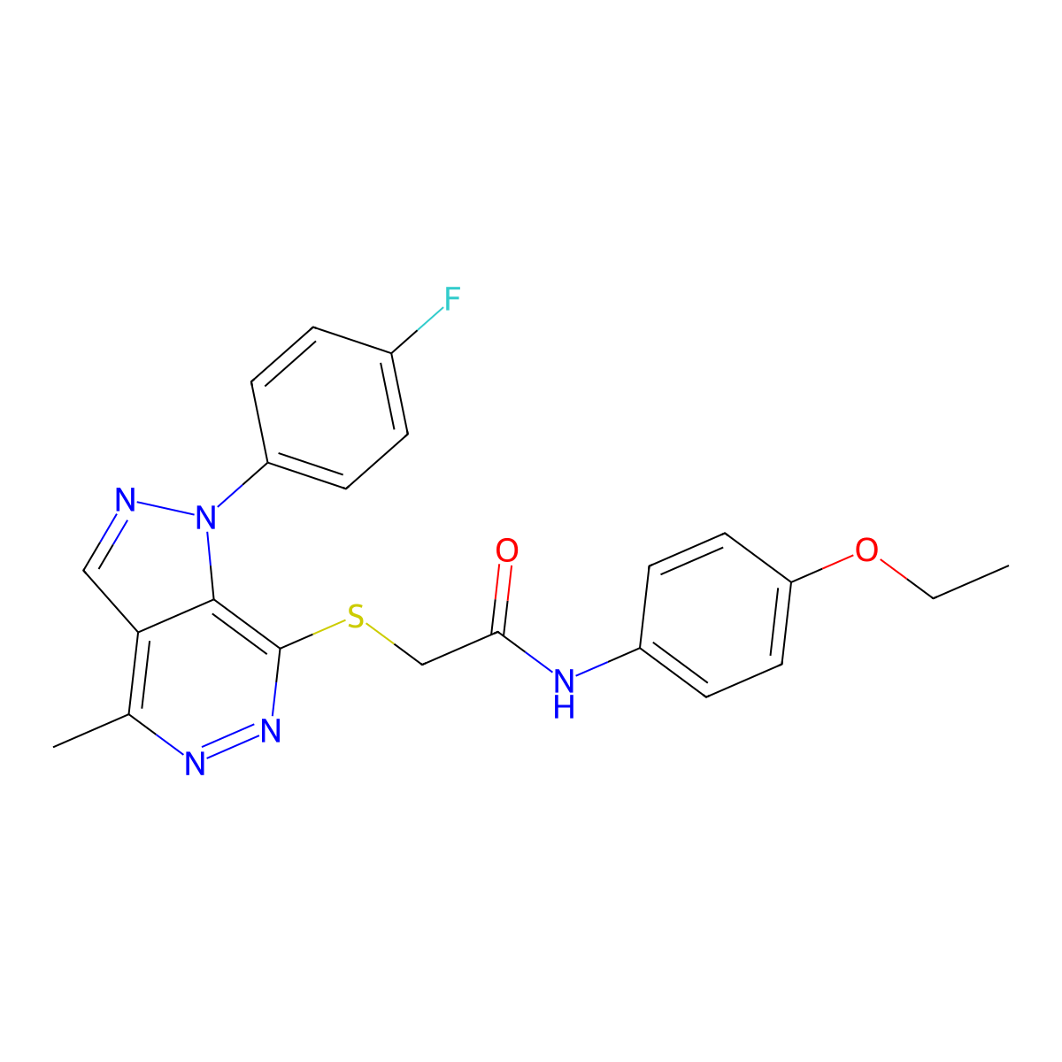 N-(4-ethoxyphenyl)-2-((1-(4-fluorophenyl)-4-methyl-1H-pyrazolo[3,4-d]pyridazin-7-yl)thio)acetamide molecular structure, CAS 1105236-62-1