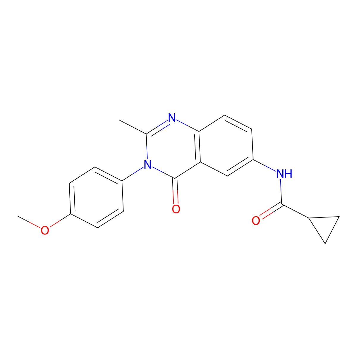 N-[3-(4-methoxyphenyl)-2-methyl-4-oxo-3,4-dihydroquinazolin-6-yl]cyclopropanecarboxamide molecular structure, CAS 1105236-64-3