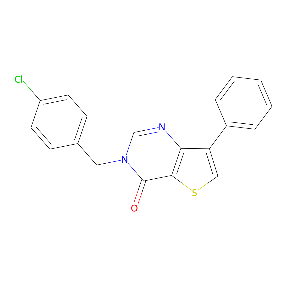 3-(4-chlorobenzyl)-7-phenylthieno[3,2-d]pyrimidin-4(3H)-one molecular structure, CAS 1105236-71-2