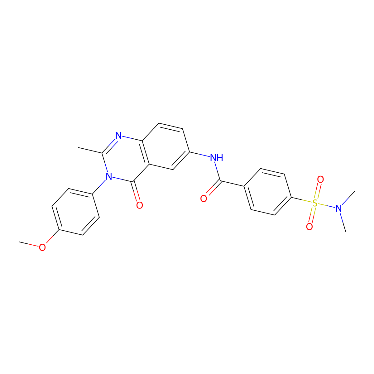 4-(N,N-dimethylsulfamoyl)-N-(3-(4-methoxyphenyl)-2-methyl-4-oxo-3,4-dihydroquinazolin-6-yl)benzamide molecular structure, CAS 1105236-72-3