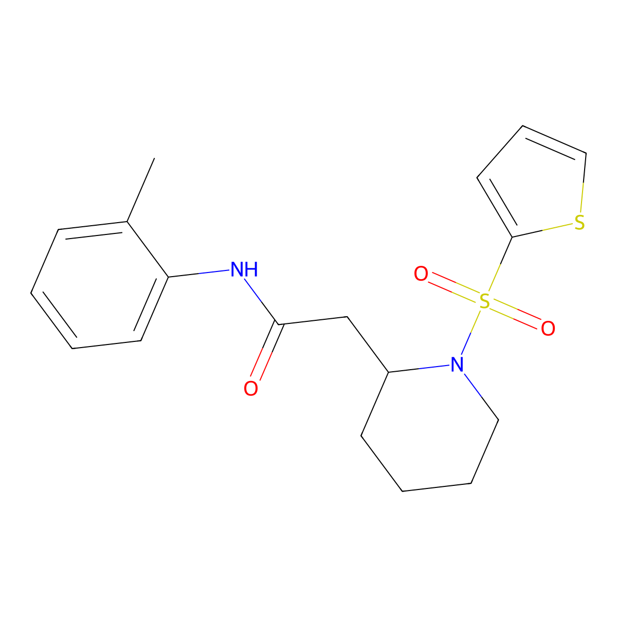 2-(1-(thiophen-2-ylsulfonyl)piperidin-2-yl)-N-(o-tolyl)acetamide molecular structure, CAS 1105236-73-4
