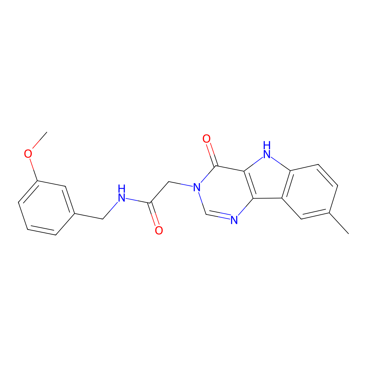 N-(3-methoxybenzyl)-2-(8-methyl-4-oxo-4,5-dihydro-3H-pyrimido[5,4-b]indol-3-yl)acetamide molecular structure, CAS 1105236-82-5