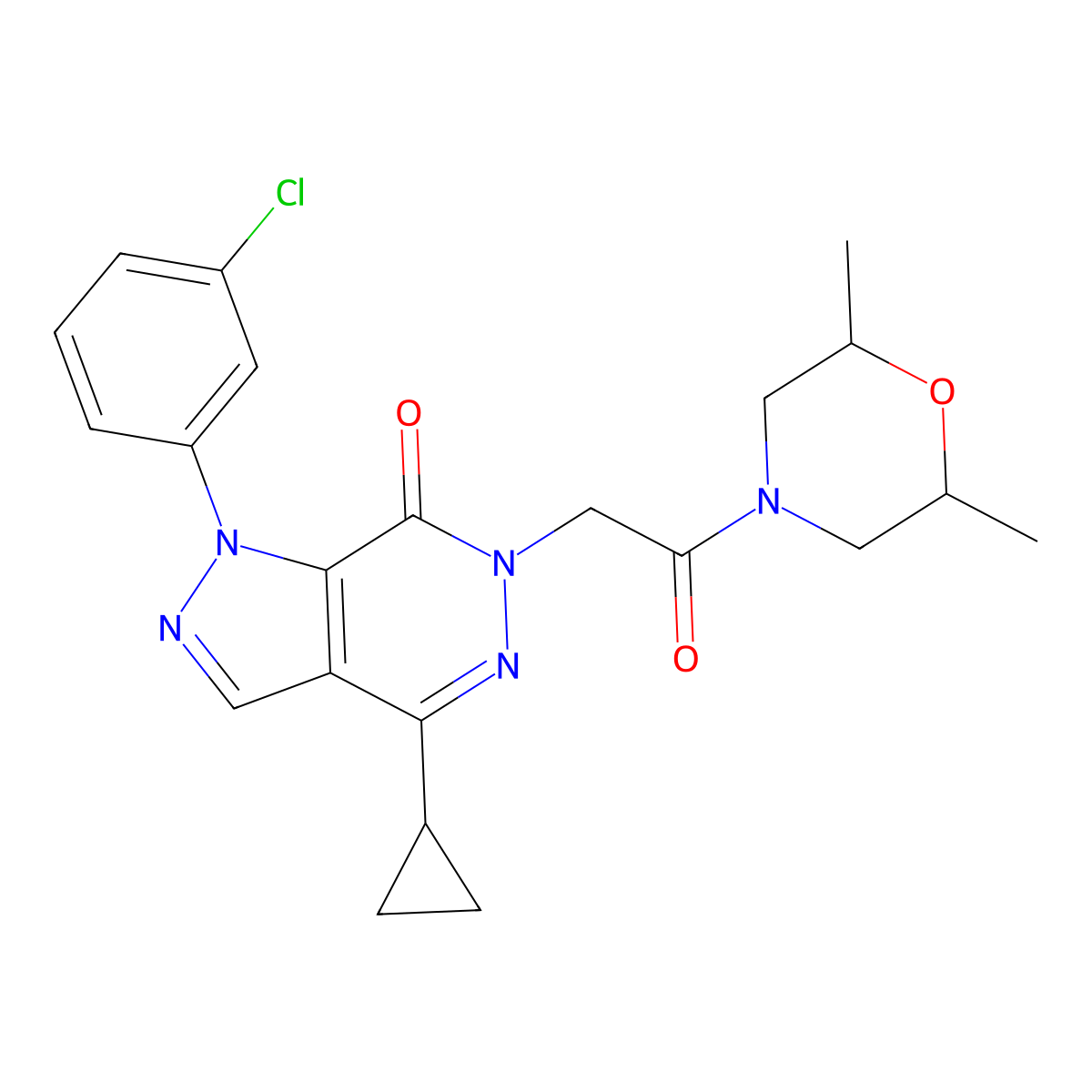 1-(3-chlorophenyl)-4-cyclopropyl-6-(2-(2,6-dimethylmorpholino)-2-oxoethyl)-1H-pyrazolo[3,4-d]pyridazin-7(6H)-one molecular structure, CAS 1105236-83-6