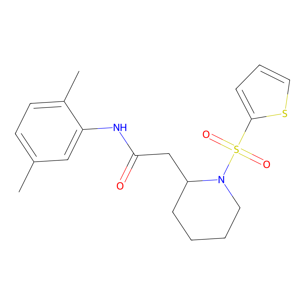 N-(2,5-dimethylphenyl)-2-(1-(thiophen-2-ylsulfonyl)piperidin-2-yl)acetamide molecular structure, CAS 1105236-89-2