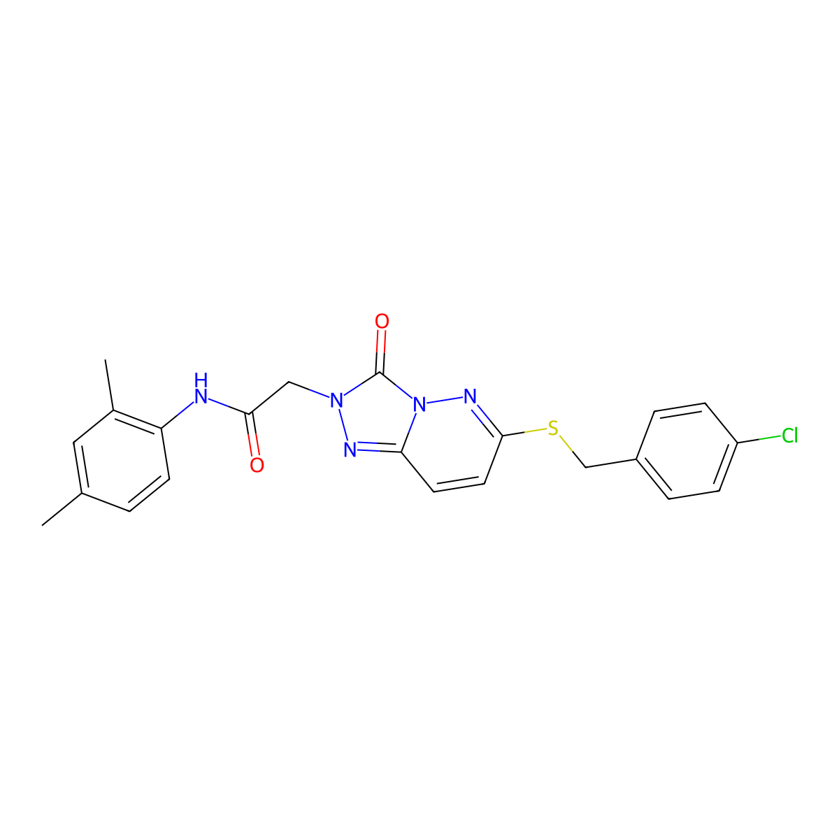 2-(6-((4-chlorobenzyl)thio)-3-oxo-[1,2,4]triazolo[4,3-b]pyridazin-2(3H)-yl)-N-(2,4-dimethylphenyl)acetamide molecular structure, CAS 1105236-90-5