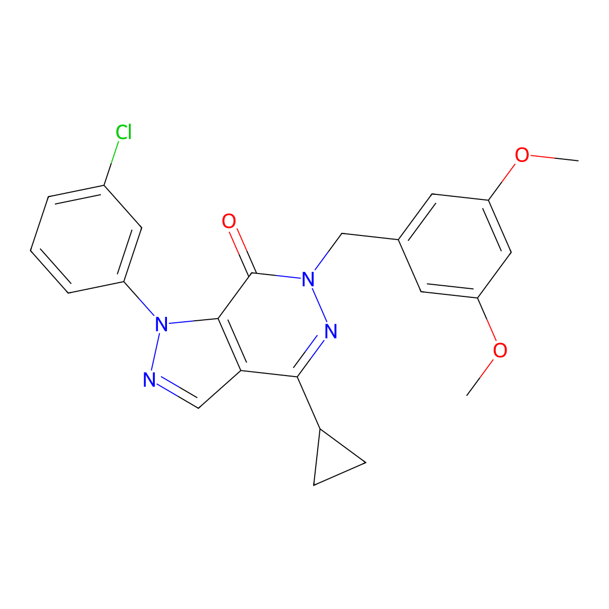 1-(3-chlorophenyl)-4-cyclopropyl-6-(3,5-dimethoxybenzyl)-1H-pyrazolo[3,4-d]pyridazin-7(6H)-one molecular structure, CAS 1105236-91-6