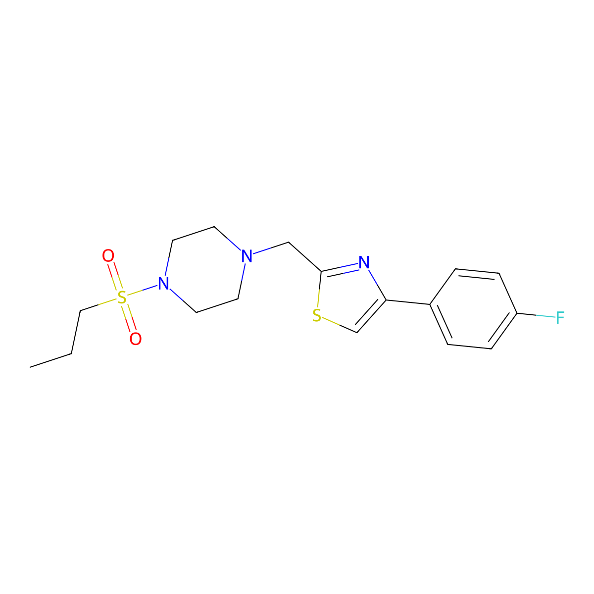 4-(4-Fluorophenyl)-2-((4-(propylsulfonyl)piperazin-1-yl)methyl)thiazole molecular structure, CAS 1105236-93-8