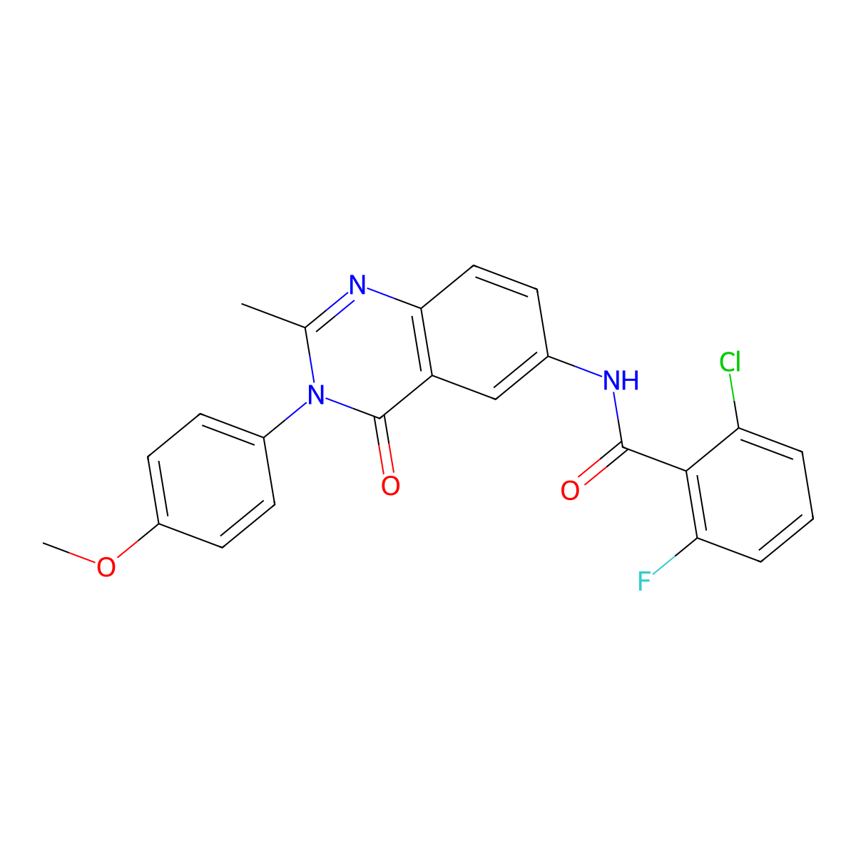 2-chloro-6-fluoro-N-[3-(4-methoxyphenyl)-2-methyl-4-oxo-3,4-dihydroquinazolin-6-yl]benzamide molecular structure, CAS 1105236-96-1