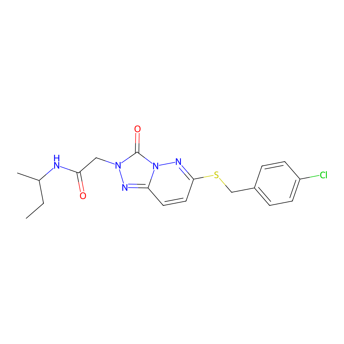 N-(butan-2-yl)-2-(6-{[(4-chlorophenyl)methyl]sulfanyl}-3-oxo-2H,3H-[1,2,4]triazolo[4,3-b]pyridazin-2-yl)acetamide molecular structure, CAS 1105236-98-3