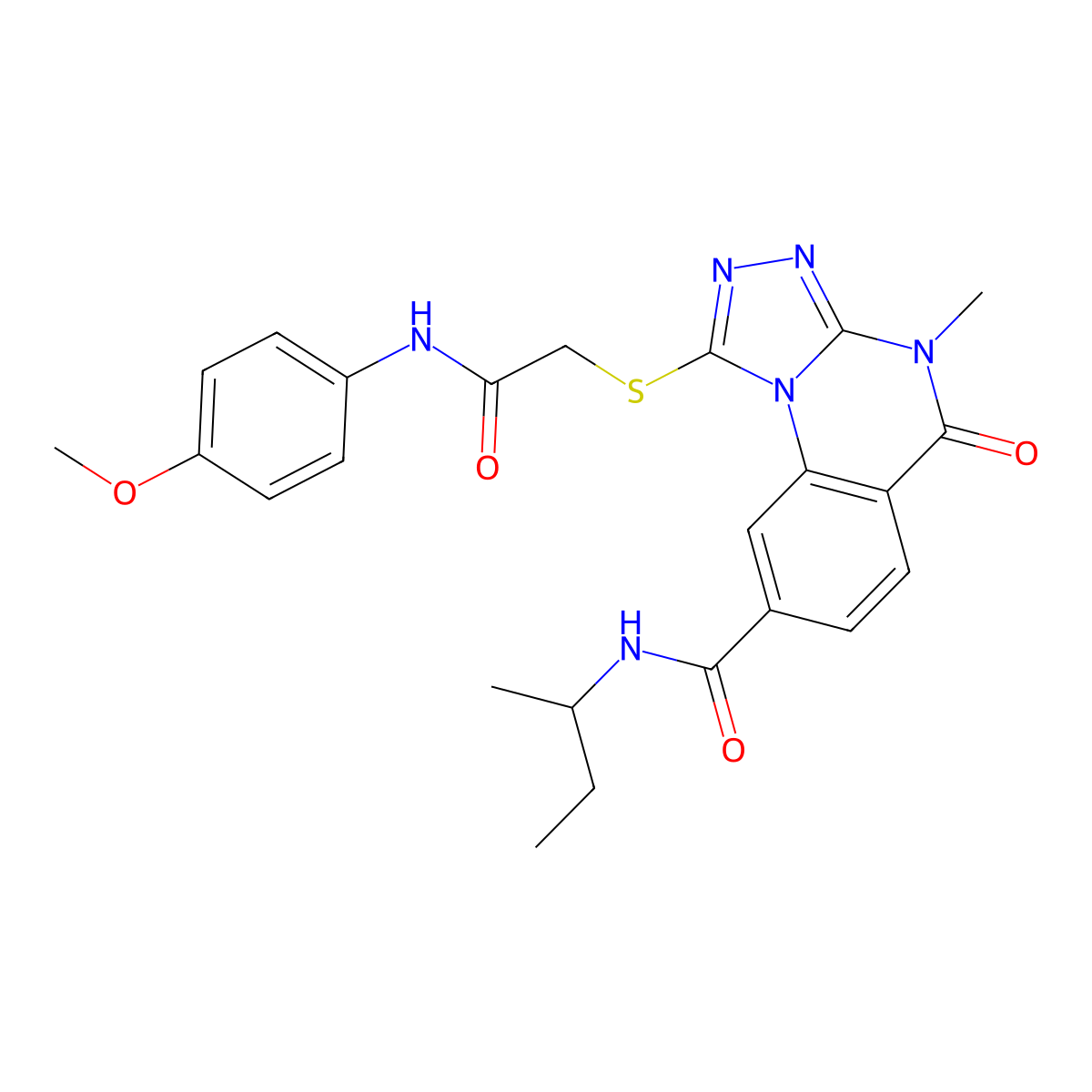 N-(butan-2-yl)-1-({[(4-methoxyphenyl)carbamoyl]methyl}sulfanyl)-4-methyl-5-oxo-4H,5H-[1,2,4]triazolo[4,3-a]quinazoline-8-carboxamide molecular structure, CAS 1105237-03-3