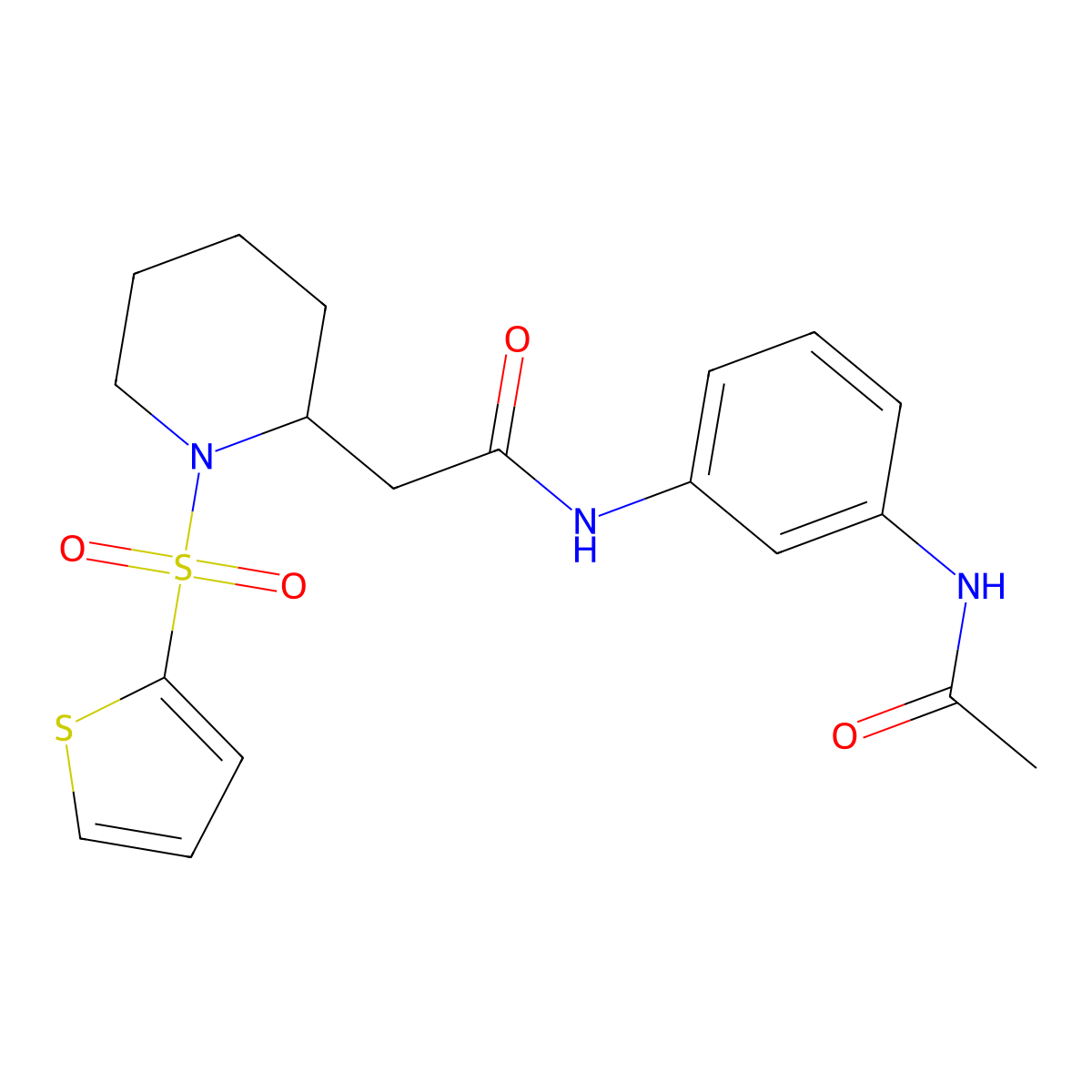 N-(3-acetamidophenyl)-2-(1-(thiophen-2-ylsulfonyl)piperidin-2-yl)acetamide molecular structure, CAS 1105237-05-5