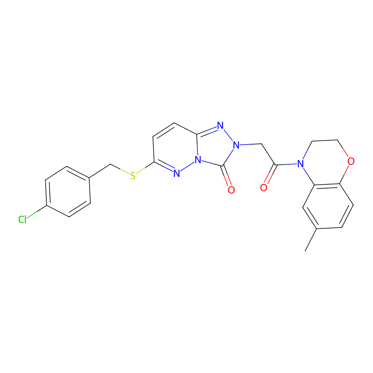 6-((4-chlorobenzyl)thio)-2-(2-(6-methyl-2H-benzo[b][1,4]oxazin-4(3H)-yl)-2-oxoethyl)-[1,2,4]triazolo[4,3-b]pyridazin-3(2H)-one molecular structure, CAS 1105237-06-6