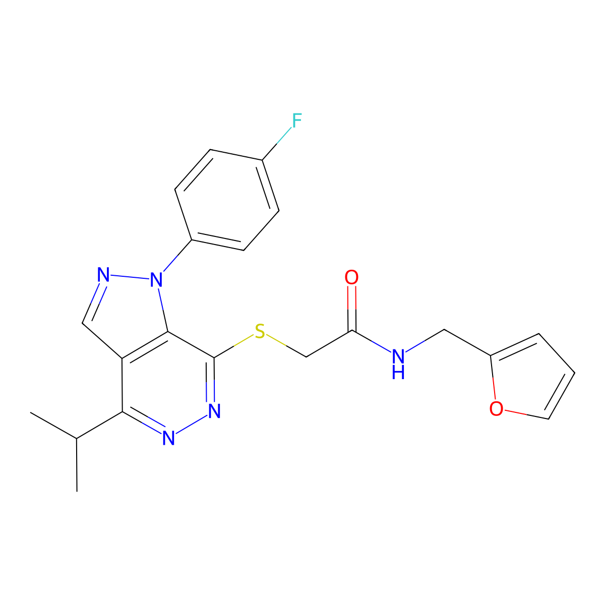 2-((1-(4-fluorophenyl)-4-isopropyl-1H-pyrazolo[3,4-d]pyridazin-7-yl)thio)-N-(furan-2-ylmethyl)acetamide molecular structure, CAS 1105237-10-2