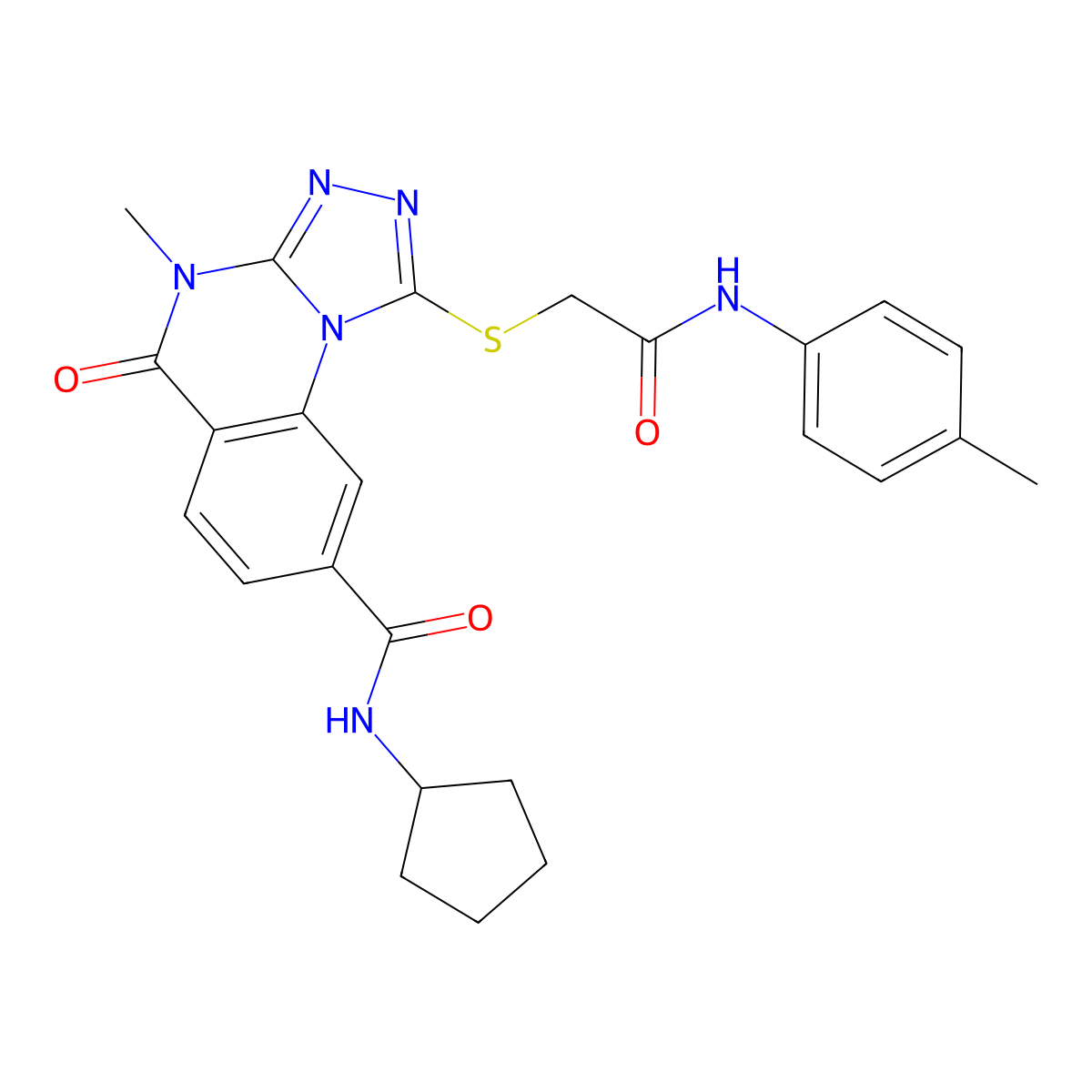 N-cyclopentyl-4-methyl-1-({[(4-methylphenyl)carbamoyl]methyl}sulfanyl)-5-oxo-4H,5H-[1,2,4]triazolo[4,3-a]quinazoline-8-carboxamide molecular structure, CAS 1105237-19-1