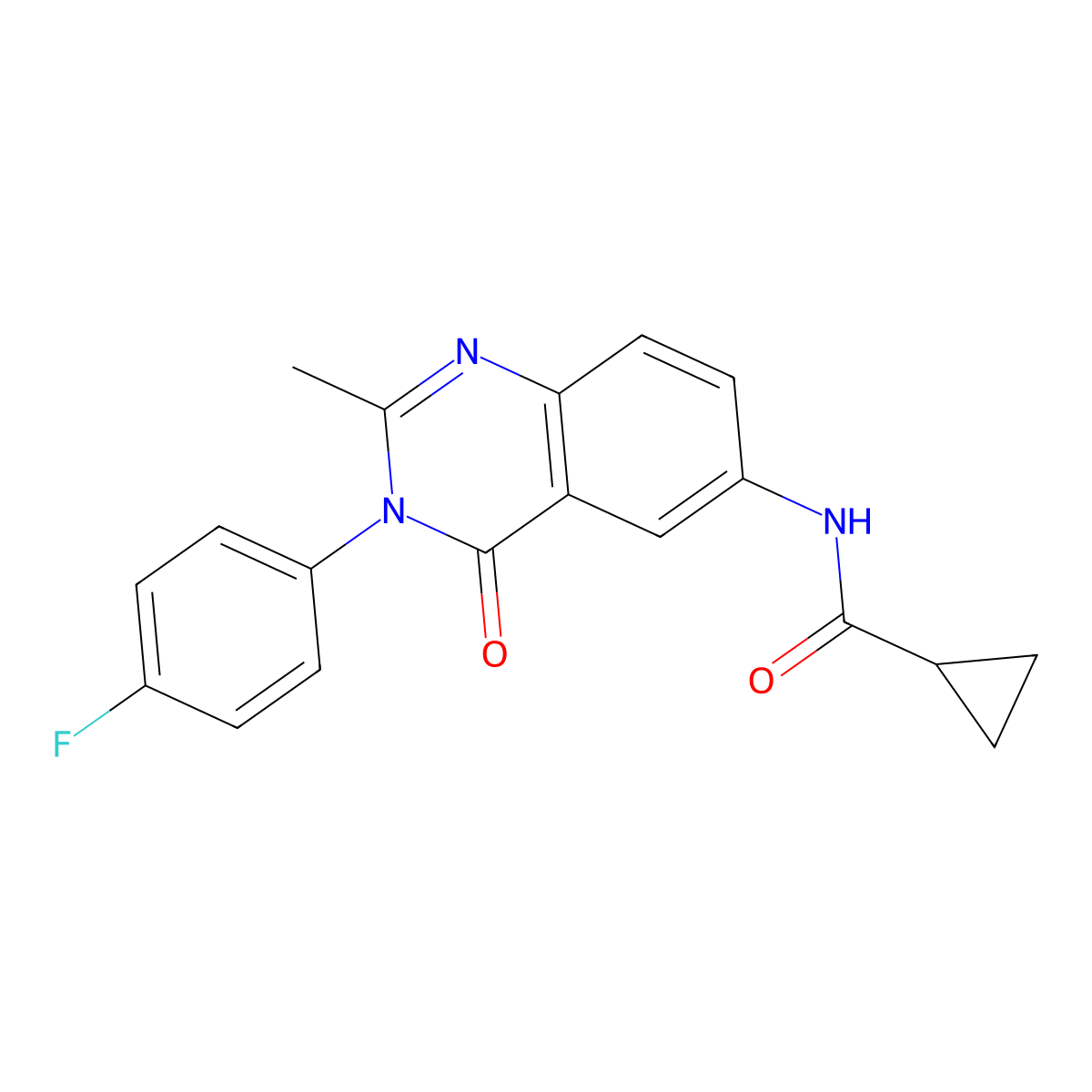 N-[3-(4-fluorophenyl)-2-methyl-4-oxo-3,4-dihydroquinazolin-6-yl]cyclopropanecarboxamide molecular structure, CAS 1105237-20-4
