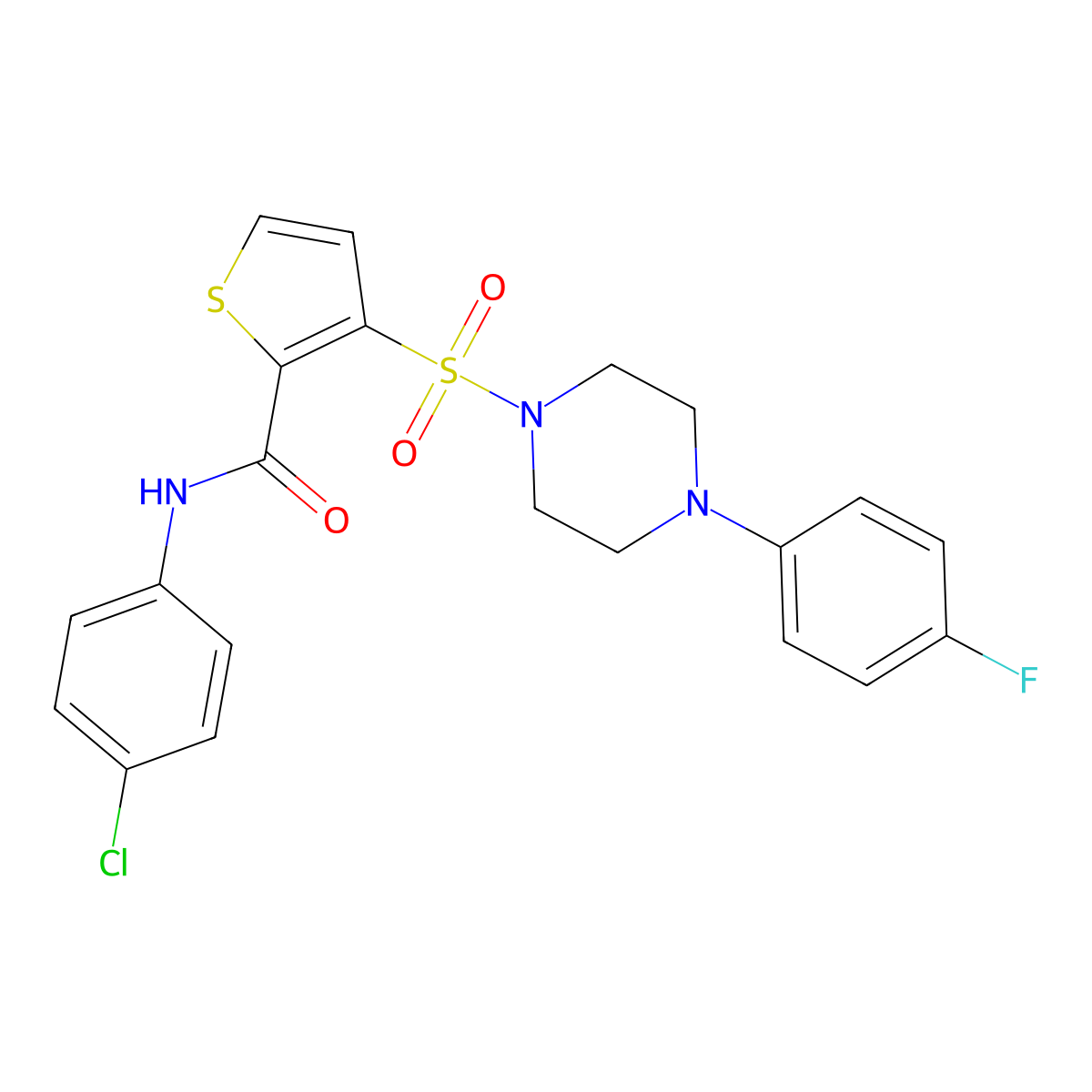 N-(4-chlorophenyl)-3-{[4-(4-fluorophenyl)piperazin-1-yl]sulfonyl}thiophene-2-carboxamide molecular structure, CAS 1105237-22-6