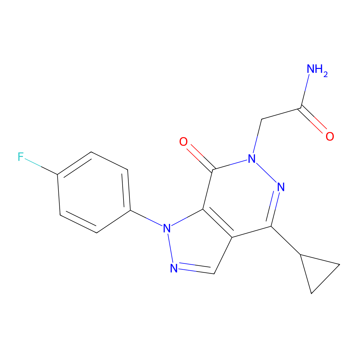 2-(4-cyclopropyl-1-(4-fluorophenyl)-7-oxo-1H-pyrazolo[3,4-d]pyridazin-6(7H)-yl)acetamide molecular structure, CAS 1105237-23-7