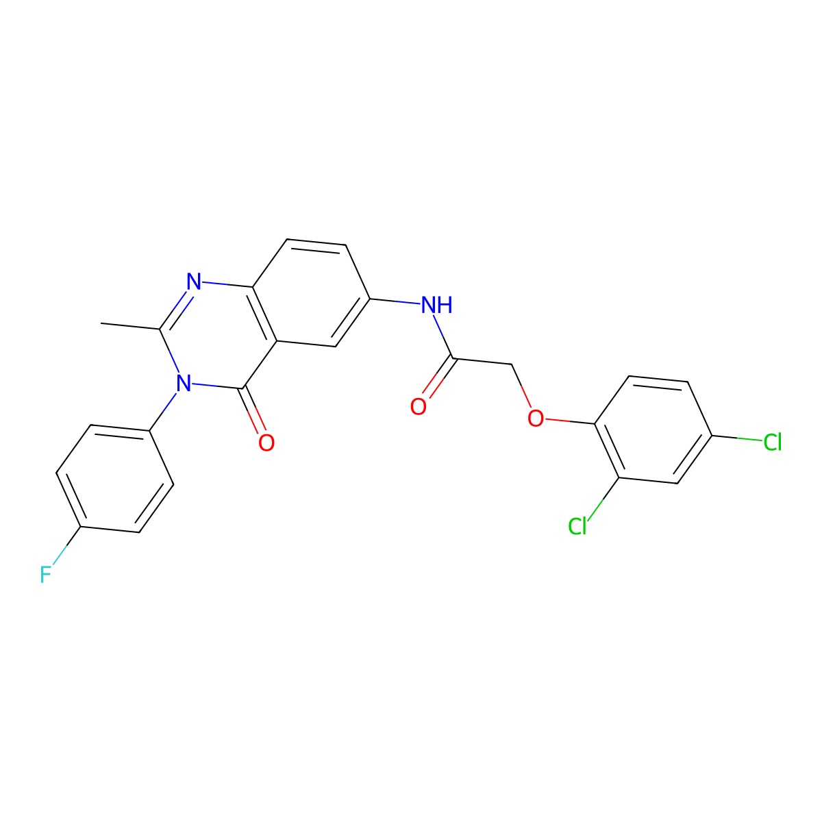 2-(2,4-dichlorophenoxy)-N-[3-(4-fluorophenyl)-2-methyl-4-oxo-3,4-dihydroquinazolin-6-yl]acetamide molecular structure, CAS 1105237-28-2