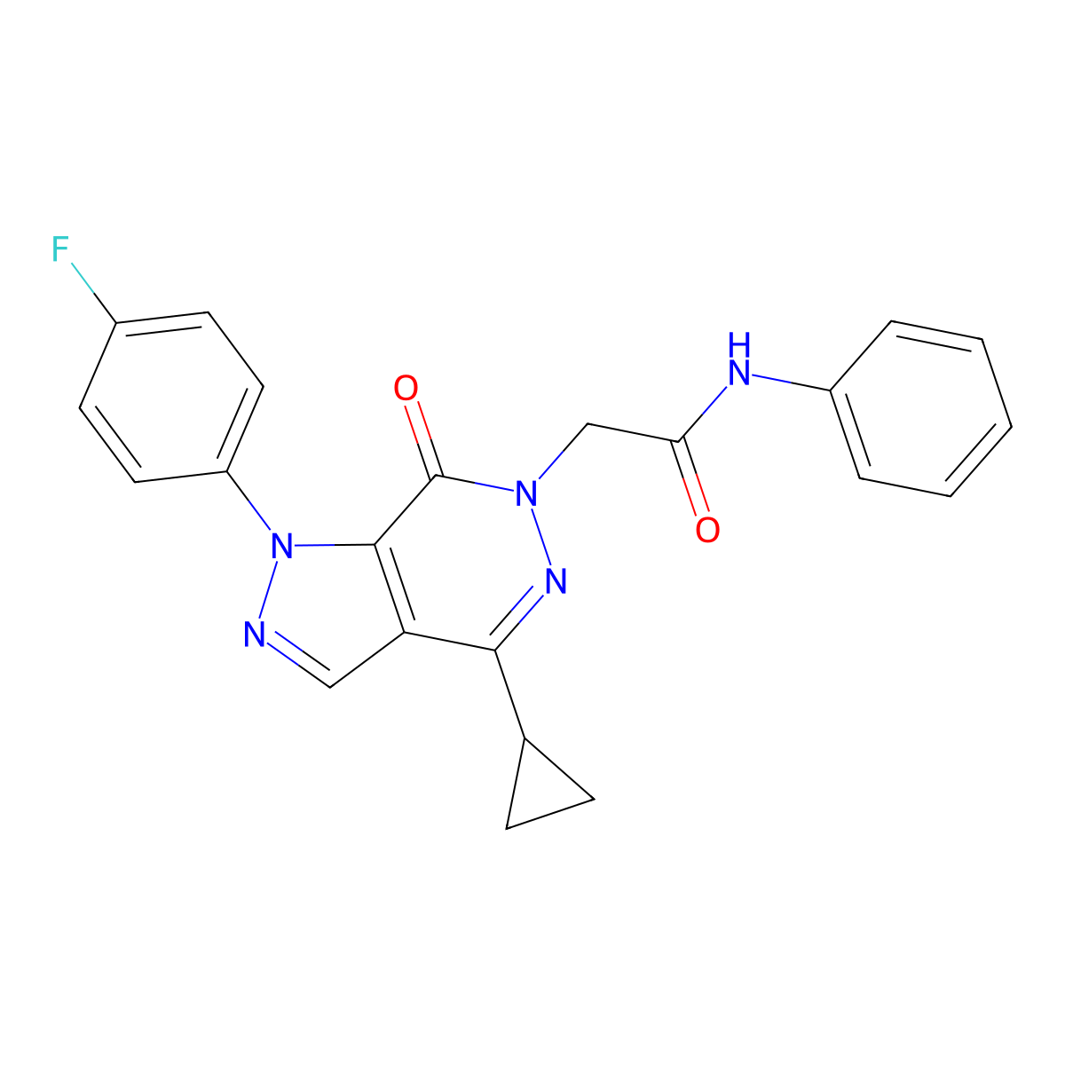 2-(4-cyclopropyl-1-(4-fluorophenyl)-7-oxo-1H-pyrazolo[3,4-d]pyridazin-6(7H)-yl)-N-phenylacetamide molecular structure, CAS 1105237-31-7