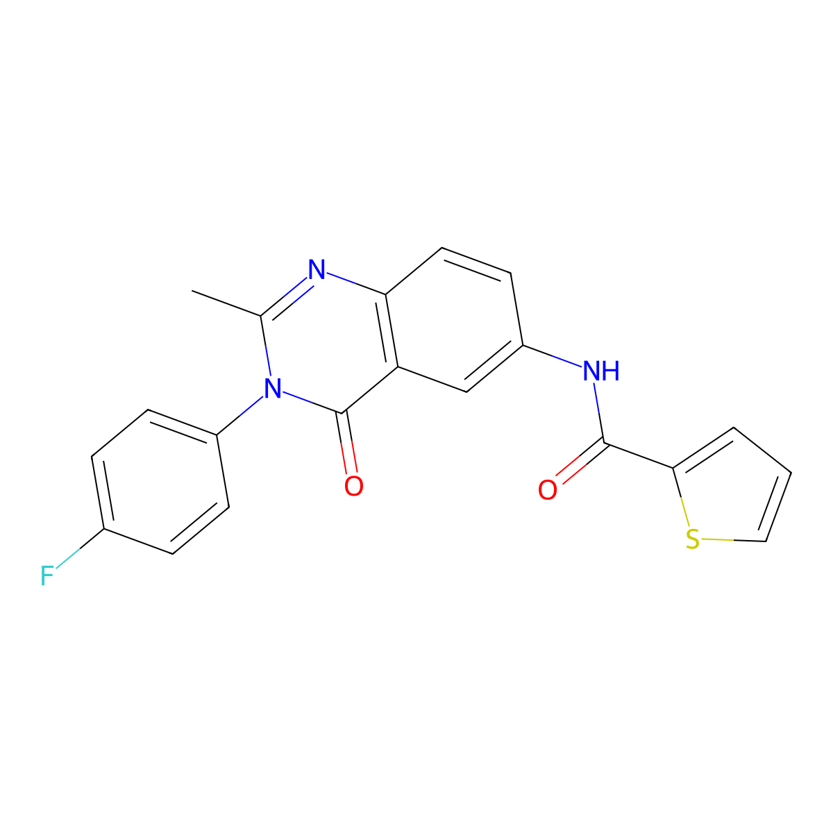 N-[3-(4-fluorophenyl)-2-methyl-4-oxo-3,4-dihydroquinazolin-6-yl]thiophene-2-carboxamide molecular structure, CAS 1105237-37-3