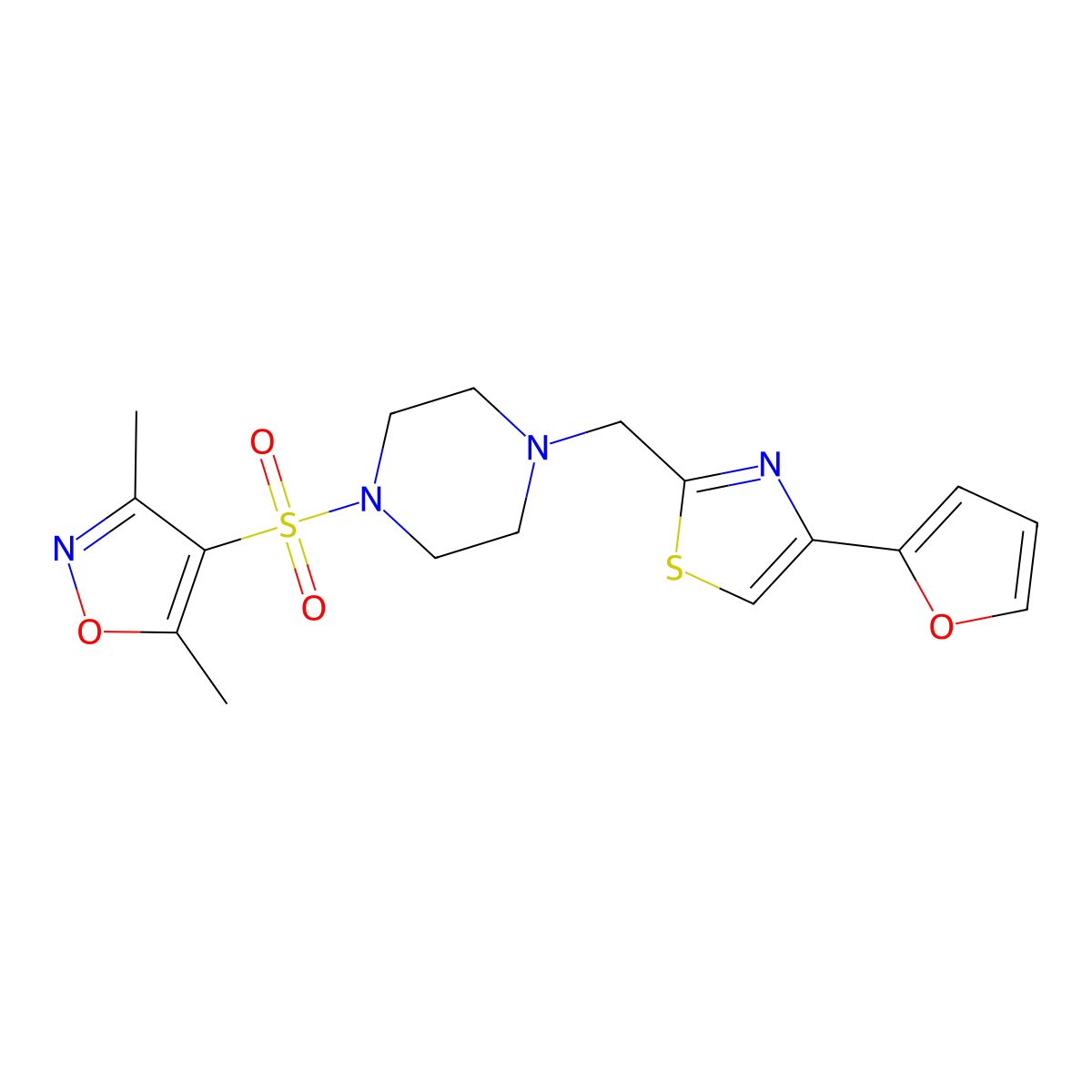 4-((4-((4-(Furan-2-yl)thiazol-2-yl)methyl)piperazin-1-yl)sulfonyl)-3,5-dimethylisoxazole molecular structure, CAS 1105237-41-9