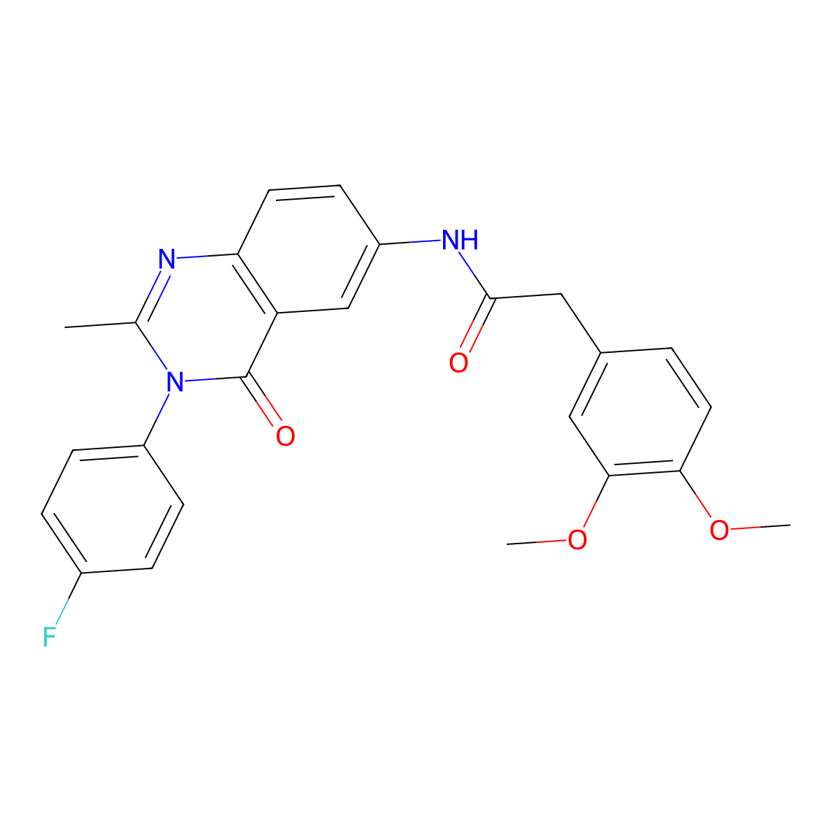 2-(3,4-dimethoxyphenyl)-N-(3-(4-fluorophenyl)-2-methyl-4-oxo-3,4-dihydroquinazolin-6-yl)acetamide molecular structure, CAS 1105237-45-3