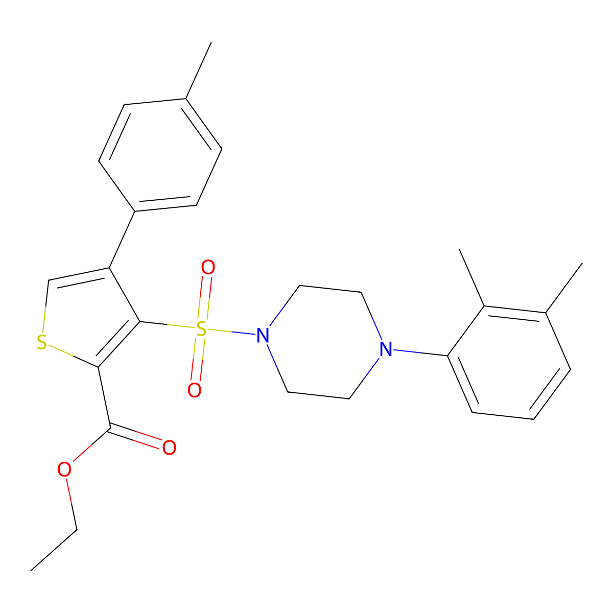 Ethyl 3-{[4-(2,3-dimethylphenyl)piperazin-1-yl]sulfonyl}-4-(4-methylphenyl)thiophene-2-carboxylate molecular structure, CAS 1105237-53-3