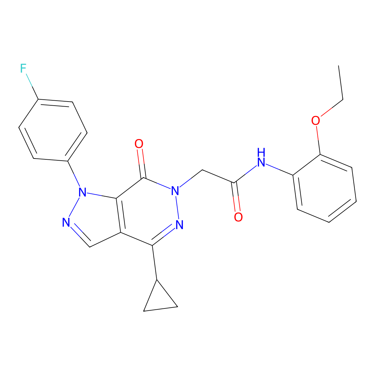 2-(4-cyclopropyl-1-(4-fluorophenyl)-7-oxo-1H-pyrazolo[3,4-d]pyridazin-6(7H)-yl)-N-(2-ethoxyphenyl)acetamide molecular structure, CAS 1105237-55-5