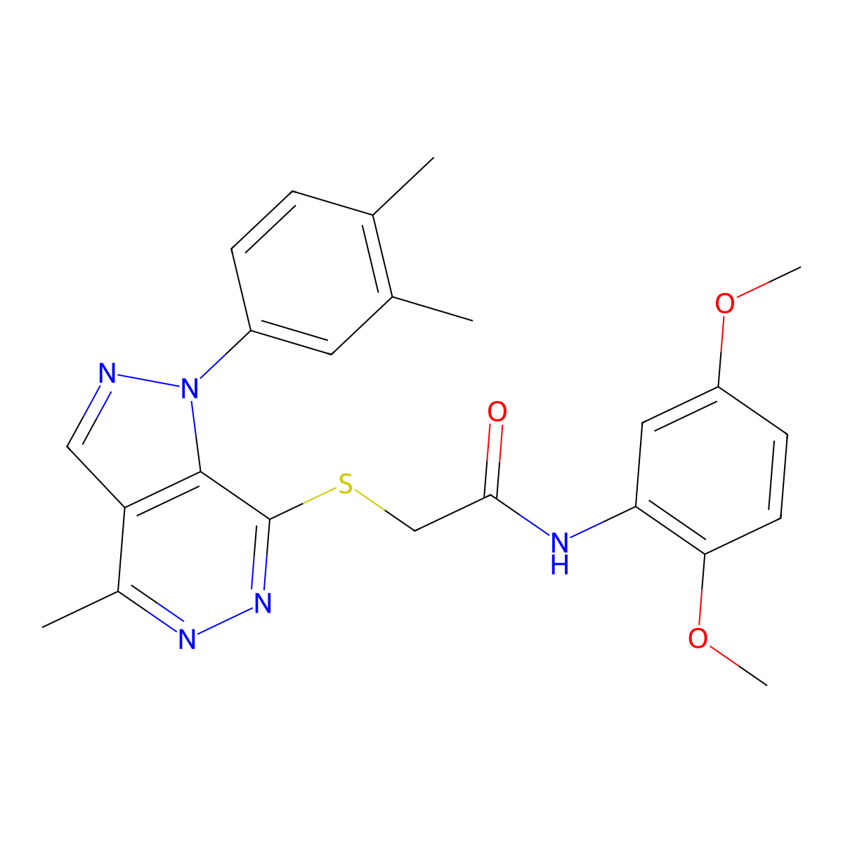 N-(2,5-dimethoxyphenyl)-2-((1-(3,4-dimethylphenyl)-4-methyl-1H-pyrazolo[3,4-d]pyridazin-7-yl)thio)acetamide molecular structure, CAS 1105237-58-8