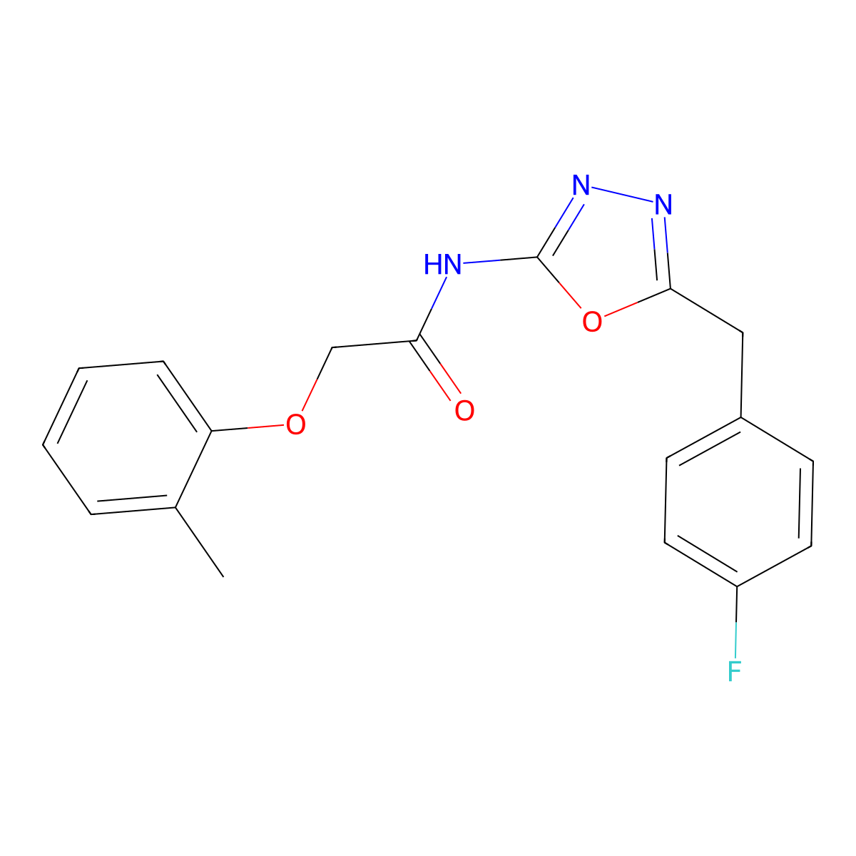 N-(5-(4-fluorobenzyl)-1,3,4-oxadiazol-2-yl)-2-(o-tolyloxy)acetamide molecular structure, CAS 1105237-59-9
