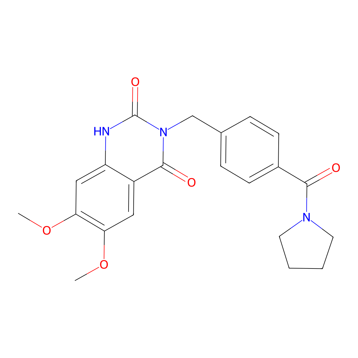 6,7-dimethoxy-3-(4-(pyrrolidine-1-carbonyl)benzyl)quinazoline-2,4(1H,3H)-dione molecular structure, CAS 1105237-60-2