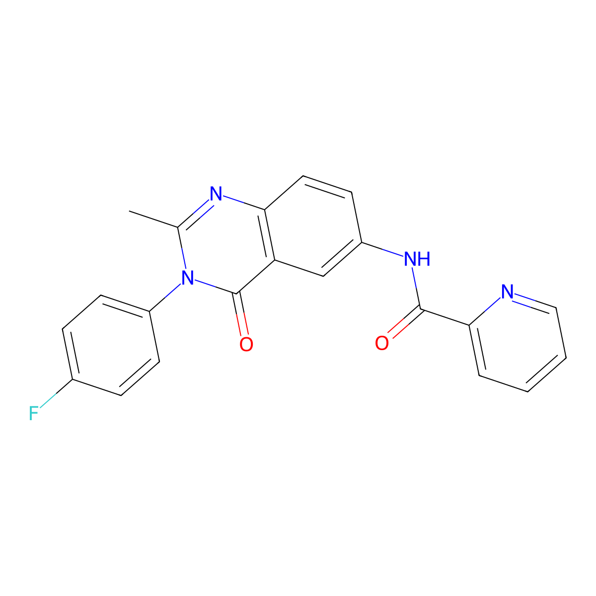 N-(3-(4-fluorophenyl)-2-methyl-4-oxo-3,4-dihydroquinazolin-6-yl)picolinamide molecular structure, CAS 1105237-61-3