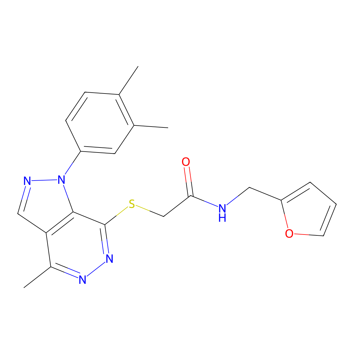 2-((1-(3,4-dimethylphenyl)-4-methyl-1H-pyrazolo[3,4-d]pyridazin-7-yl)thio)-N-(furan-2-ylmethyl)acetamide molecular structure, CAS 1105237-65-7