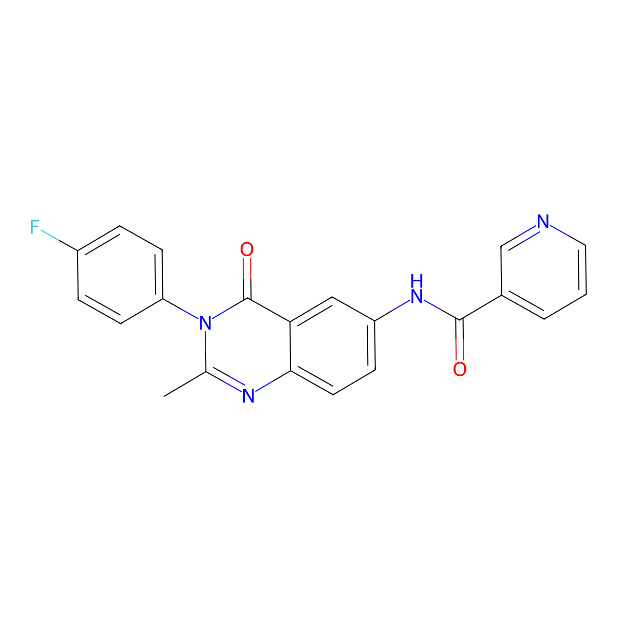 N-(3-(4-fluorophenyl)-2-methyl-4-oxo-3,4-dihydroquinazolin-6-yl)nicotinamide molecular structure, CAS 1105237-68-0