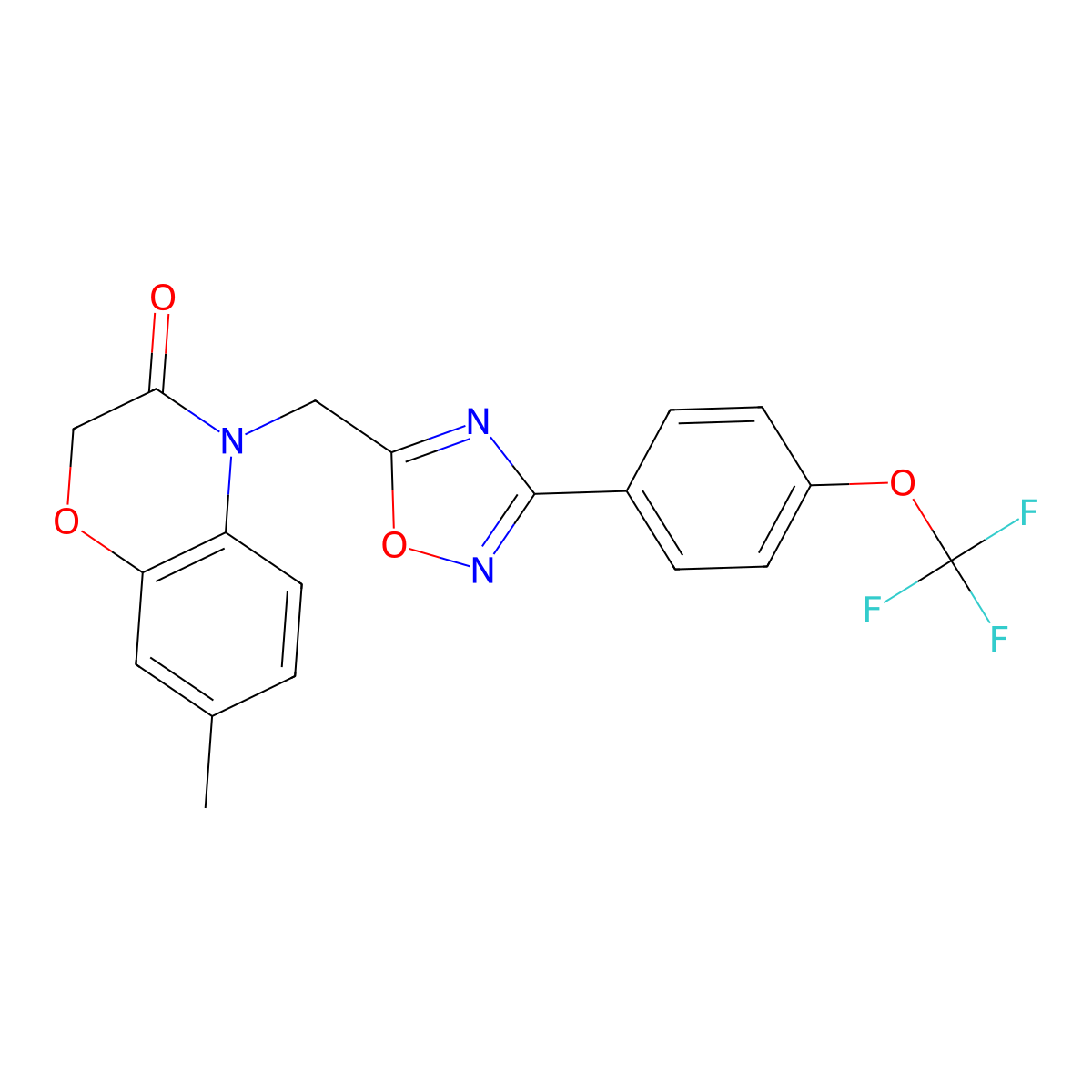 7-methyl-4-((3-(4-(trifluoromethoxy)phenyl)-1,2,4-oxadiazol-5-yl)methyl)-2H-benzo[b][1,4]oxazin-3(4H)-one molecular structure, CAS 1105237-70-4