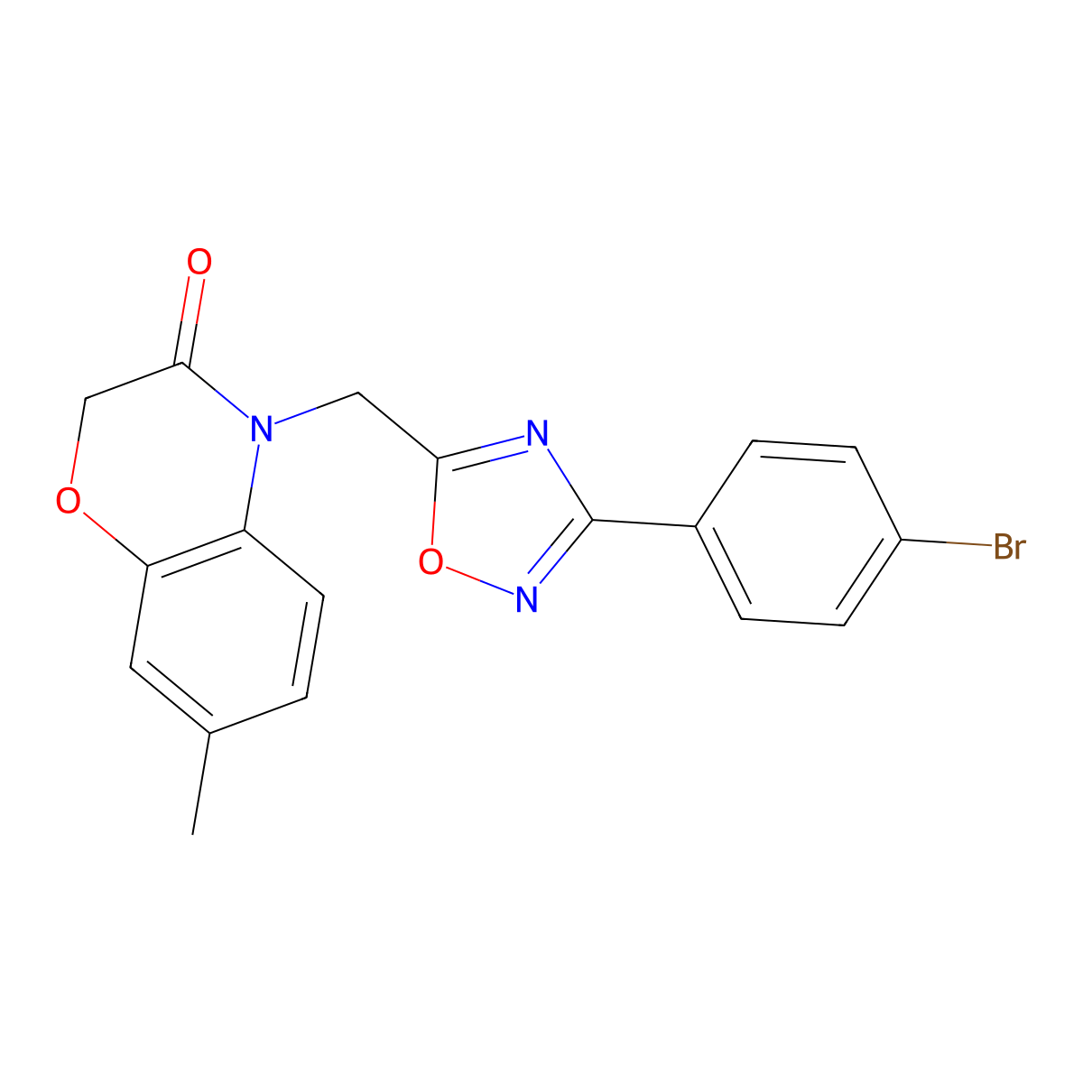 4-((3-(4-bromophenyl)-1,2,4-oxadiazol-5-yl)methyl)-7-methyl-2H-benzo[b][1,4]oxazin-3(4H)-one molecular structure, CAS 1105237-75-9