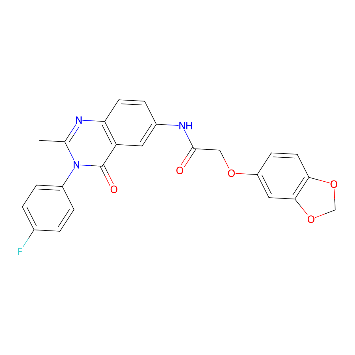 2-(benzo[d][1,3]dioxol-5-yloxy)-N-(3-(4-fluorophenyl)-2-methyl-4-oxo-3,4-dihydroquinazolin-6-yl)acetamide molecular structure, CAS 1105237-76-0