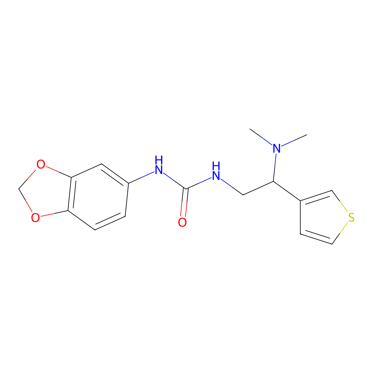 1-(Benzo[d][1,3]dioxol-5-yl)-3-(2-(dimethylamino)-2-(thiophen-3-yl)ethyl)urea molecular structure, CAS 1105237-81-7