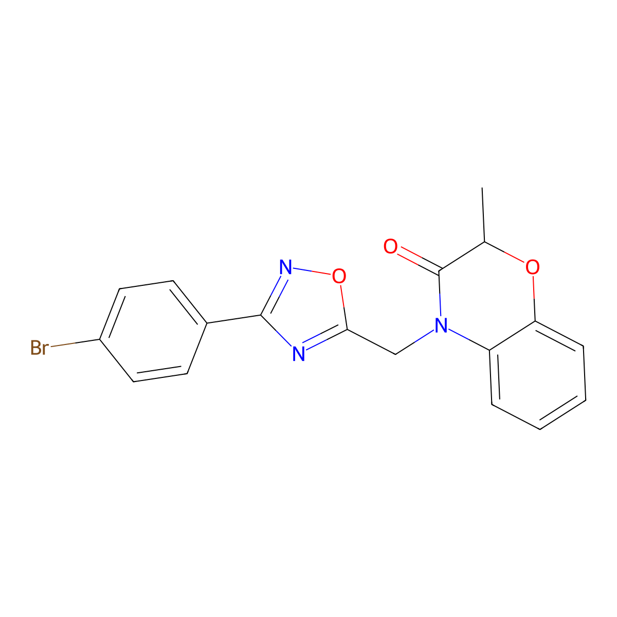 4-((3-(4-bromophenyl)-1,2,4-oxadiazol-5-yl)methyl)-2-methyl-2H-benzo[b][1,4]oxazin-3(4H)-one molecular structure, CAS 1105237-91-9