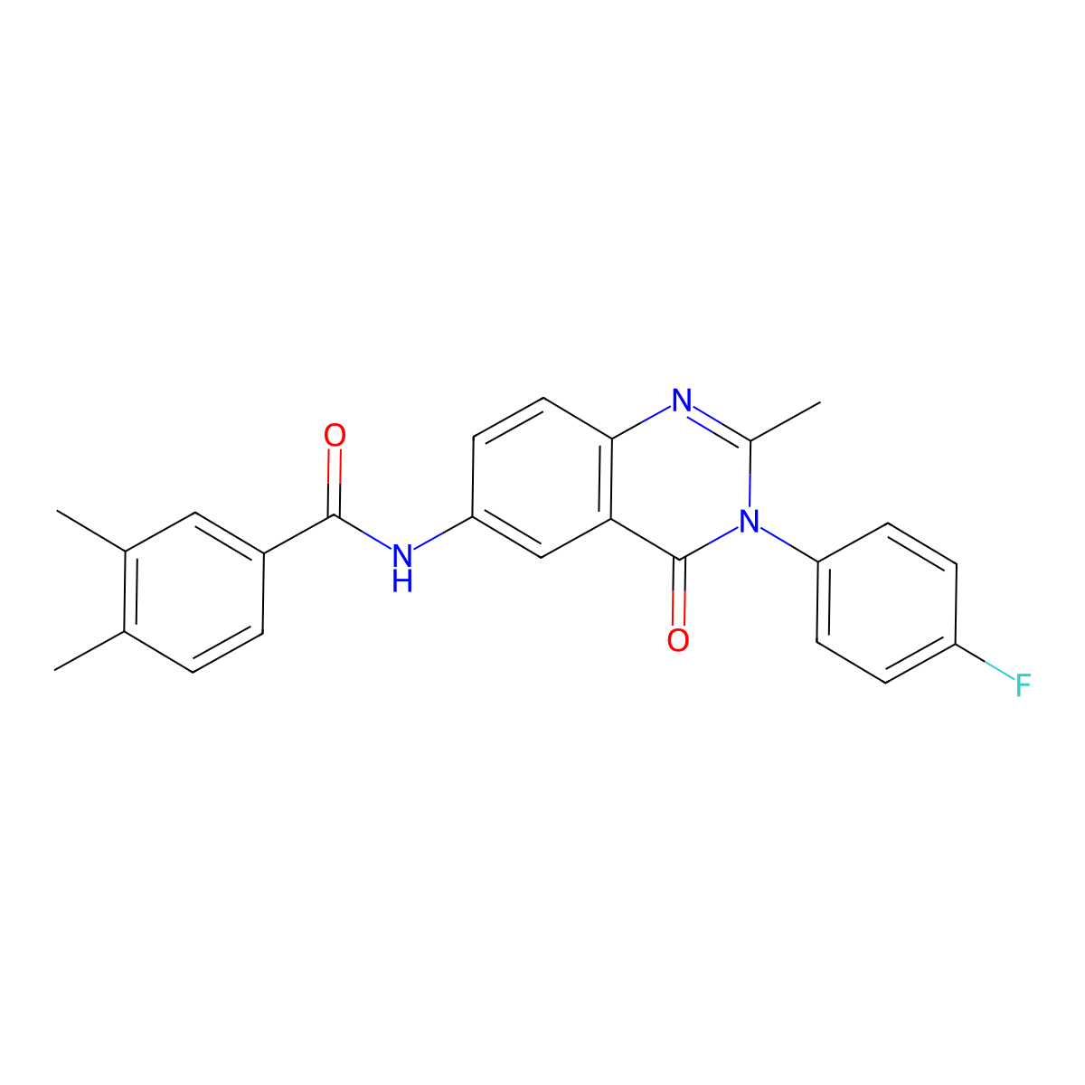 N-[3-(4-fluorophenyl)-2-methyl-4-oxo-3,4-dihydroquinazolin-6-yl]-3,4-dimethylbenzamide molecular structure, CAS 1105237-92-0