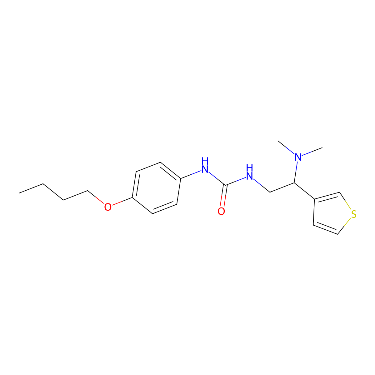 1-(4-Butoxyphenyl)-3-(2-(dimethylamino)-2-(thiophen-3-yl)ethyl)urea molecular structure, CAS 1105237-97-5