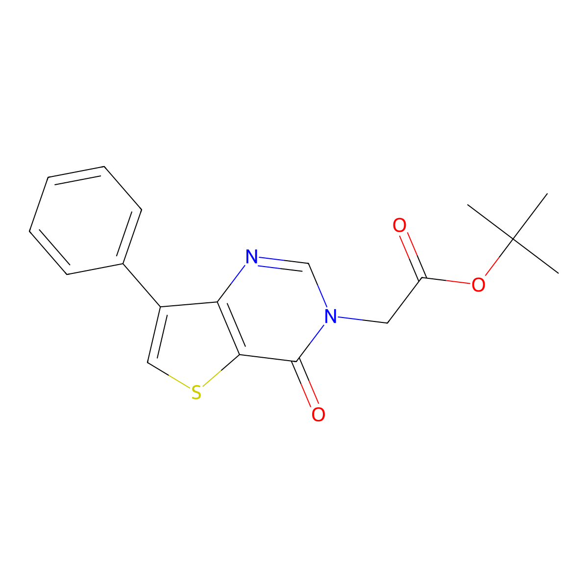 tert-butyl (4-oxo-7-phenylthieno[3,2-d]pyrimidin-3(4H)-yl)acetate molecular structure, CAS 1105237-99-7