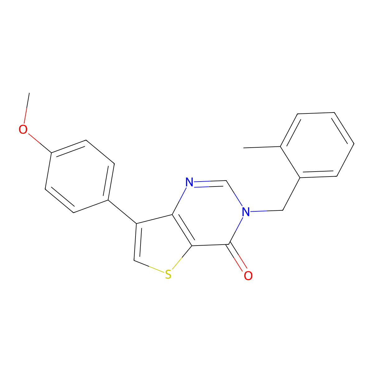 7-(4-methoxyphenyl)-3-(2-methylbenzyl)thieno[3,2-d]pyrimidin-4(3H)-one molecular structure, CAS 1105238-02-5